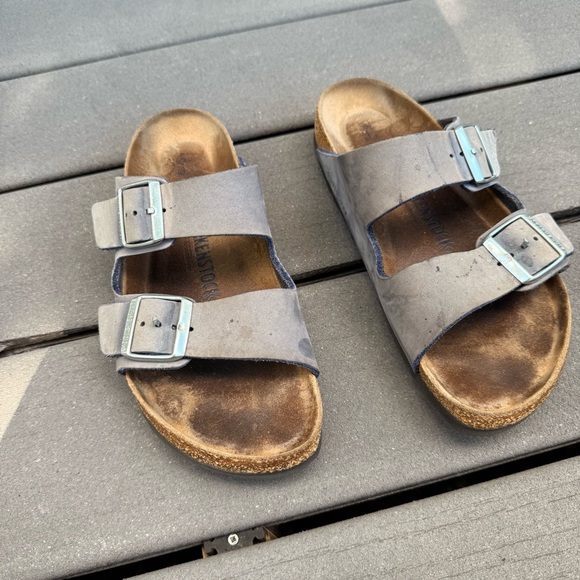 Birkenstock Shoes - Birkenstock Slate Gray Double Strap Sandals